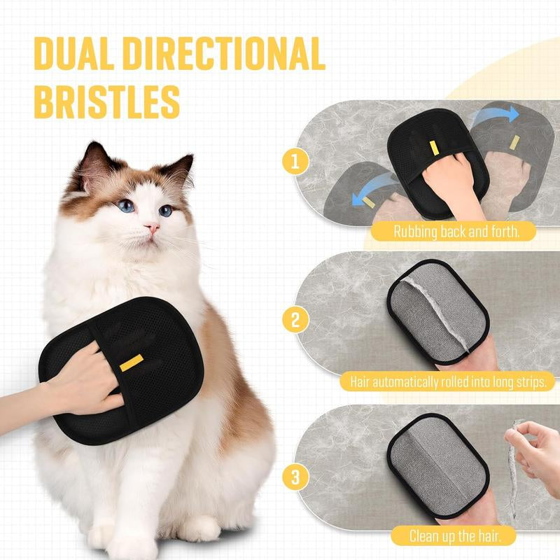 Pet Static Hair Removal Glove, Pet Hair Cleaning Glove, Pet Hair Removal Tool,Reusable Cat Dog Electrostatic Hair Remover Grooming Glove Tool，Dog & Cat Grooming Supplies